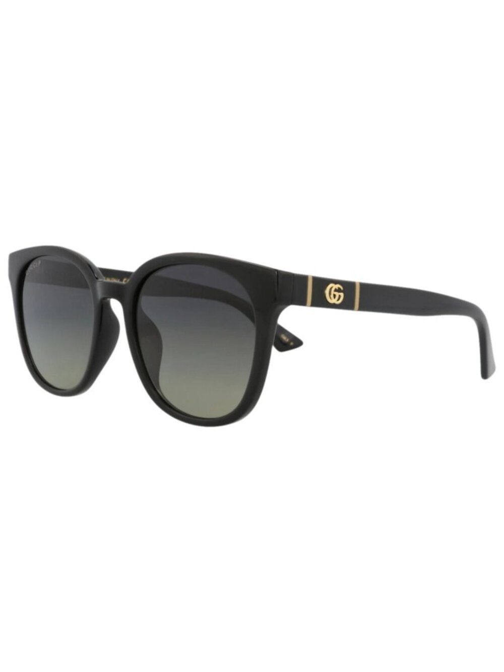 New Gucci Women's Sunglasses Round Oval Injection Frame Unisex Black Black Grey